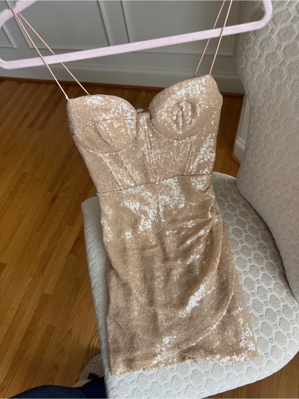 B Darlin Gold Sequin Spaghetti Strap Mini Dress